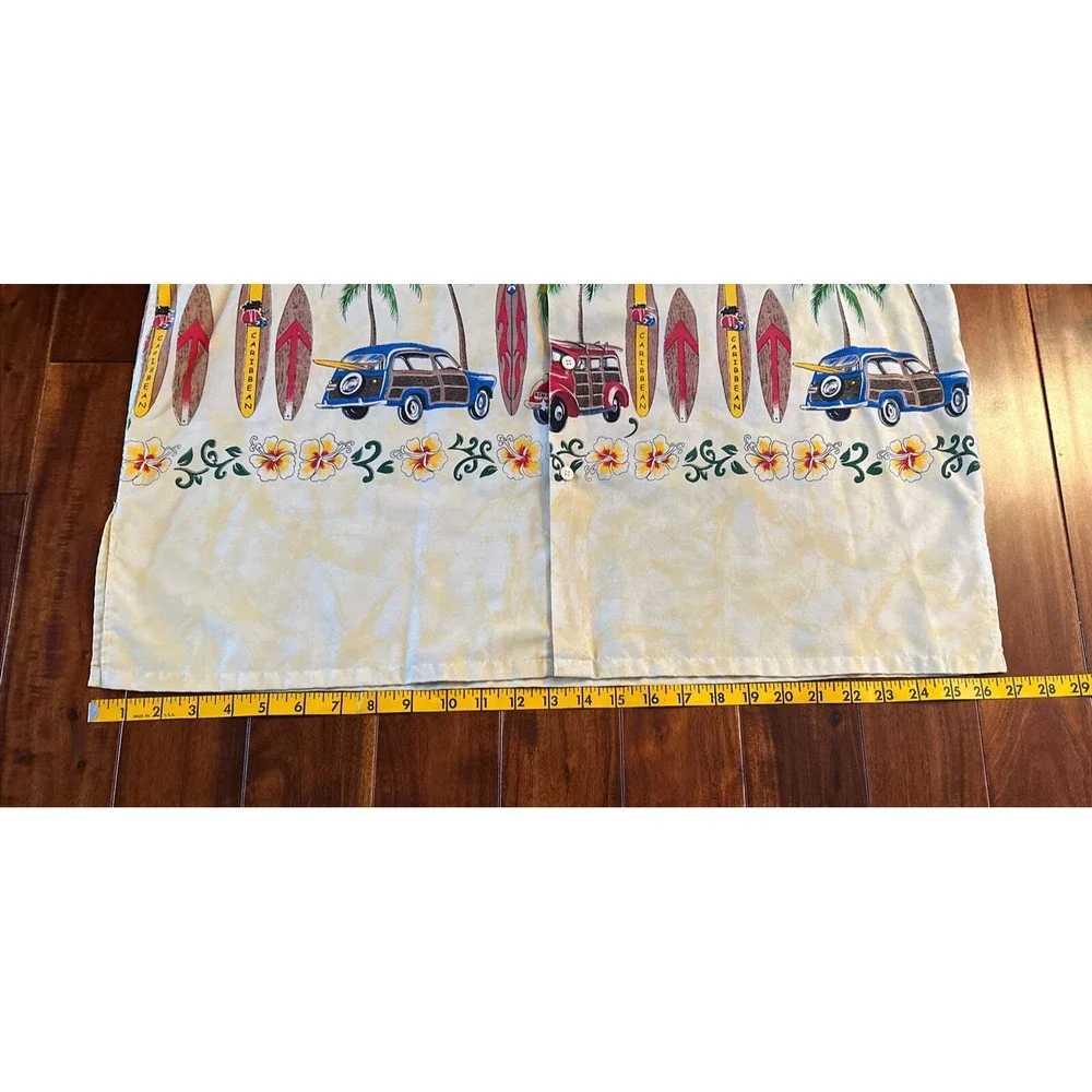 Men’s Hawaiian Shirt Caribbean Surfboards Cars  Floral Flowers L / XL Button Up - Picture 8 of 13